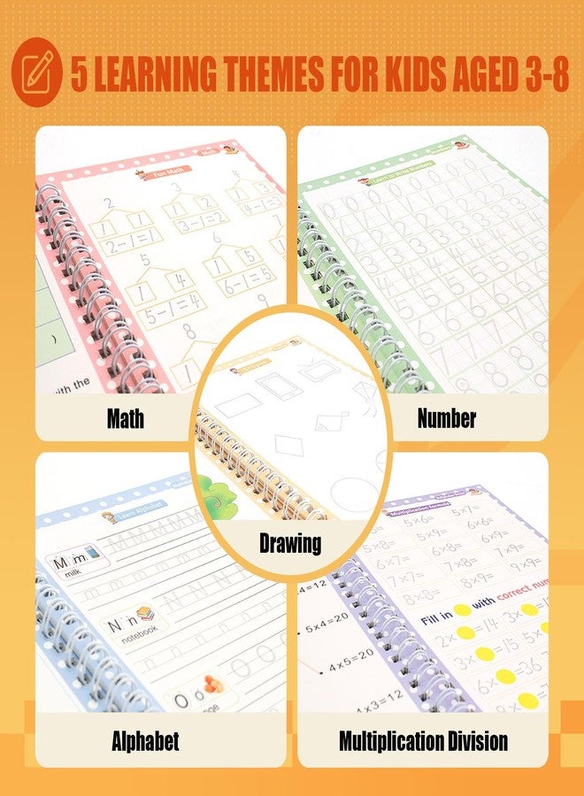 BYFWH Reusable Grooved Handwriting Workbooks,Magic Reusable Copybook for Kids,Preschool Tracing and Learning Activities to Help Children Improve Handwriting Ink Practice Age 3-8 (10.3 * 7.3 Inches) - Image 5