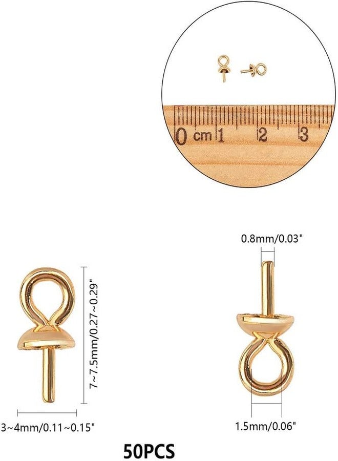 DIY Crafts 60 Pcs, Gold, As Image 1.5mm Small Hole Stainless Steel Cup Pearl Screw Eye Pin Bail Peg Pendants for Half Drilled Beads Jewelry (60 Pcs, Gold) - Image 5
