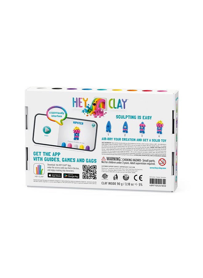 HEY CLAY - DIY Monsters: Hipster, Cyclops, Donut Plastic Creative Modelling Air-Dry Clay For Kids 6 Cans - Image 1