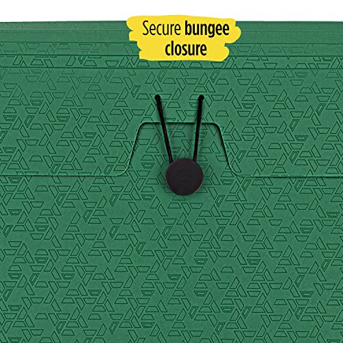 Five Star 6 Pocket Expanding File Organizer, Plastic Expandable File Folders with Pockets and Tab Inserts, Holds 11" x 8-1/2", Bungee Closure, Forest Green (72925) - Image 3