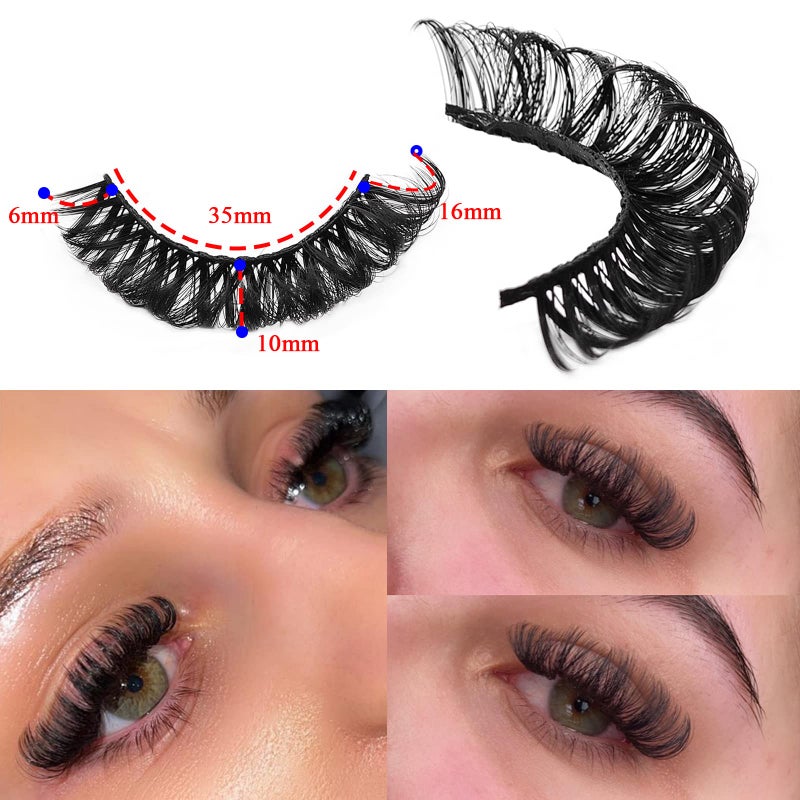 royaomis 10Pairs 3d Russian, D Curl Lash Strips, 15mm Wispy Fake Lashes that Look Like Extensions, Natural False Lashes Mink - Image 5