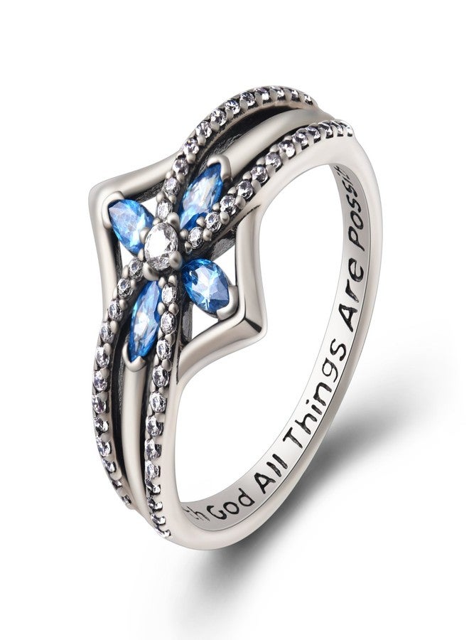 YFN Cross Ring Vintage Tone Sterling Silver With God All Things Are Possible CZ Band Rings Size 6-10 (Sterling Silver, 8) - Image 1