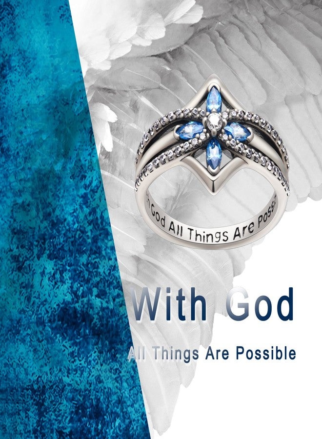 YFN Cross Ring Vintage Tone Sterling Silver With God All Things Are Possible CZ Band Rings Size 6-10 (Sterling Silver, 8) - Image 4
