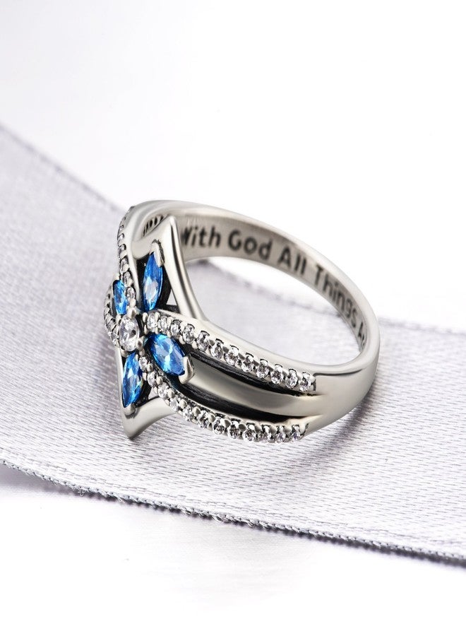 YFN Cross Ring Vintage Tone Sterling Silver With God All Things Are Possible CZ Band Rings Size 6-10 (Sterling Silver, 8) - Image 5