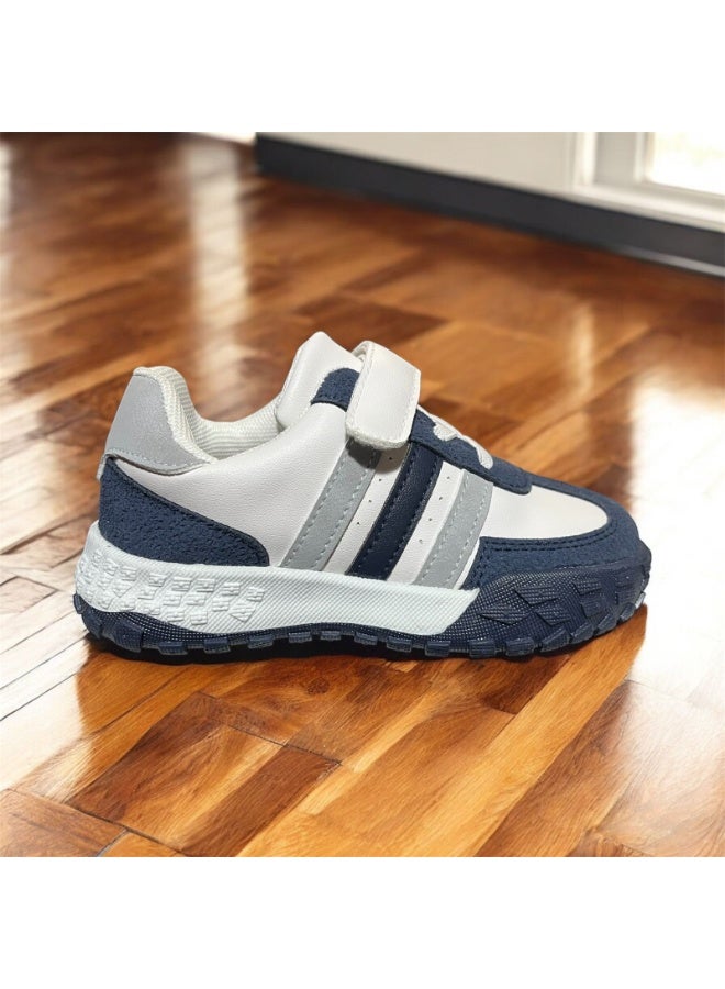 Kids Casual Sneakers Navy with Velcro & Laces – Lightweight Daily Shoes - Image 2