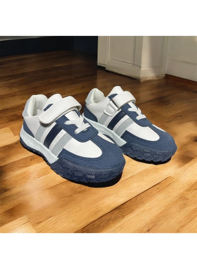 Kids Casual Sneakers Navy with Velcro & Laces – Lightweight Daily Shoes - Image 1