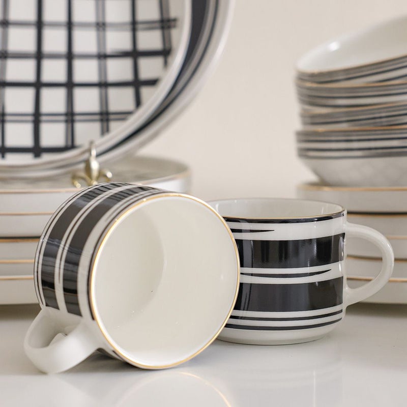 DANUBE HOME Aura Grid 32-Piece Dinner Set - Black | For Home Dining - Image 5