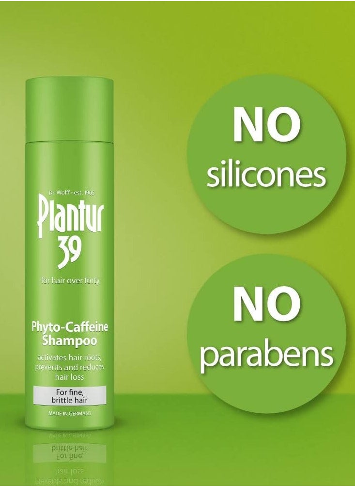 Plantur 39 - Plantur 39 Phyto Caffeine Nourishing Shampoo for Women, 8.45 fl oz, for Thinning and Fine Hair, Natural Hair Growth Shampoo with Niacin, Zinc, and White Tea Extract - Image 1