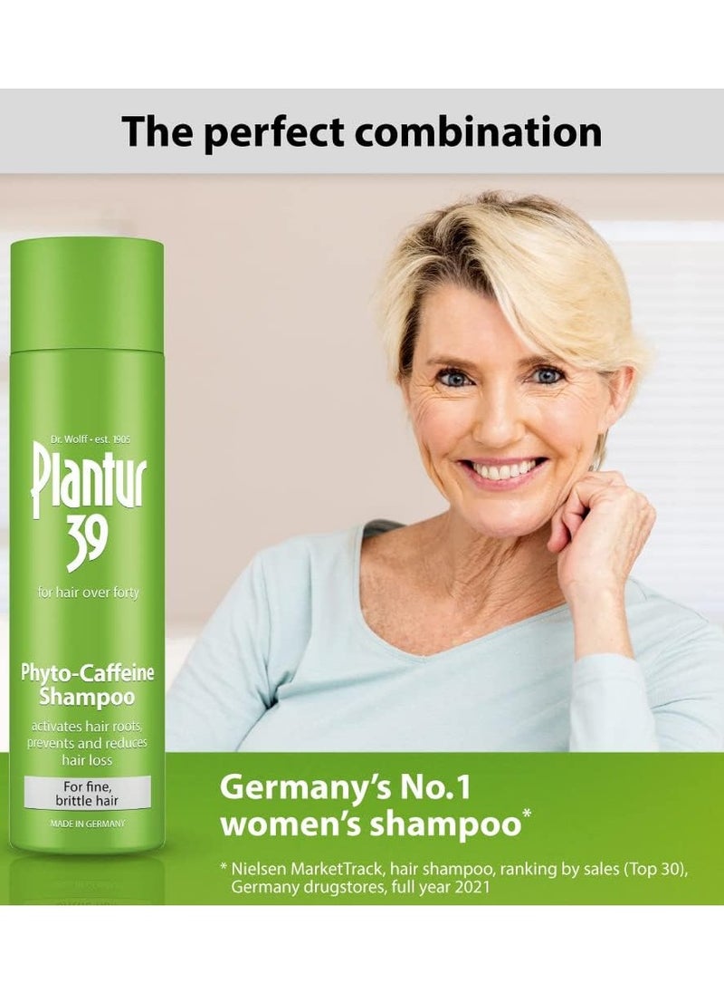 Plantur 39 - Plantur 39 Phyto Caffeine Nourishing Shampoo for Women, 8.45 fl oz, for Thinning and Fine Hair, Natural Hair Growth Shampoo with Niacin, Zinc, and White Tea Extract - Image 1