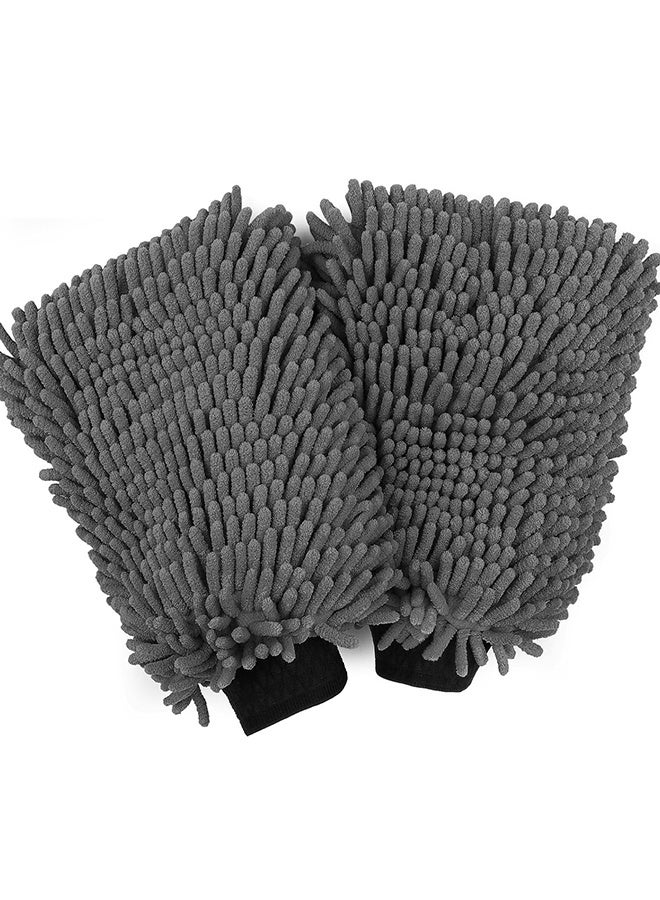 قفاز غسيل السيارة من قطعتين، قفاز غسيل من الألياف الدقيقة من الشنيل، خالٍ من الخدوش والوبر، رغوة غنية، ماصة للغاية، مزدوج الجوانب، مثالي لغسيل السيارات وتفاصيلها - Image 1