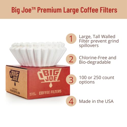 Big Joe® Large Coffee Filters (500 Count) - Tall Walled Commercial Coffee Filters (4 ¼ Inch base, 2 ¾ Inch Walls, 9 ¾ Inch Laying Flat) - Compatible with BUNN and 12-Cup Home & Commercial Machines - Image 3