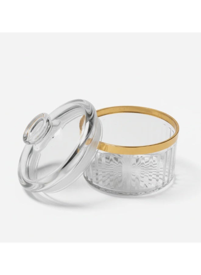 AKDC Elegant Round Airtight Acrylic Storage Canister – Crystal Clear Transparent Body with Luxury Gold Border, 400 ml - Image 2