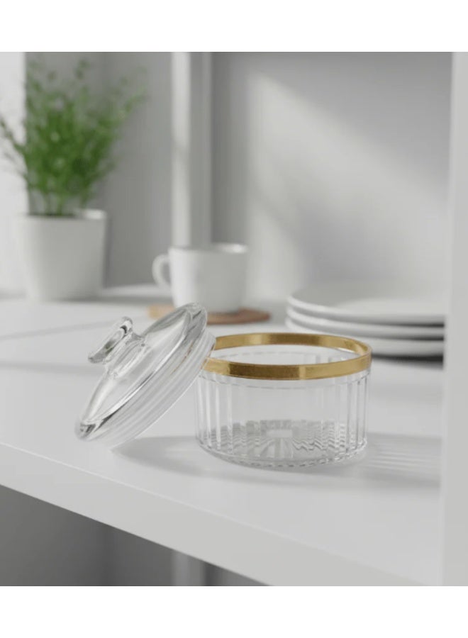 AKDC Elegant Round Airtight Acrylic Storage Canister – Crystal Clear Transparent Body with Luxury Gold Border, 400 ml - Image 3