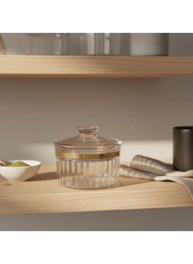 AKDC Elegant Round Airtight Acrylic Storage Canister – Crystal Clear Transparent Body with Luxury Gold Border, 400 ml - Image 4
