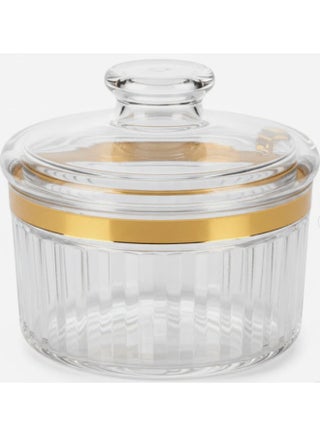 AKDC Elegant Round Airtight Acrylic Storage Canister – Crystal Clear Transparent Body with Luxury Gold Border, 400 ml