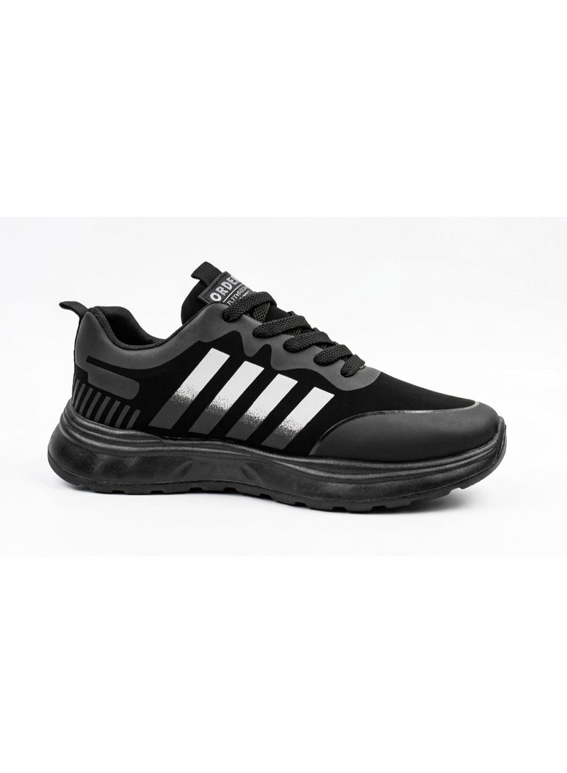 ORDER  Active Men's Running Shoes - Lightweight & Breathable Sports Sneakers - (0D-PU-2005) Black - Image 3