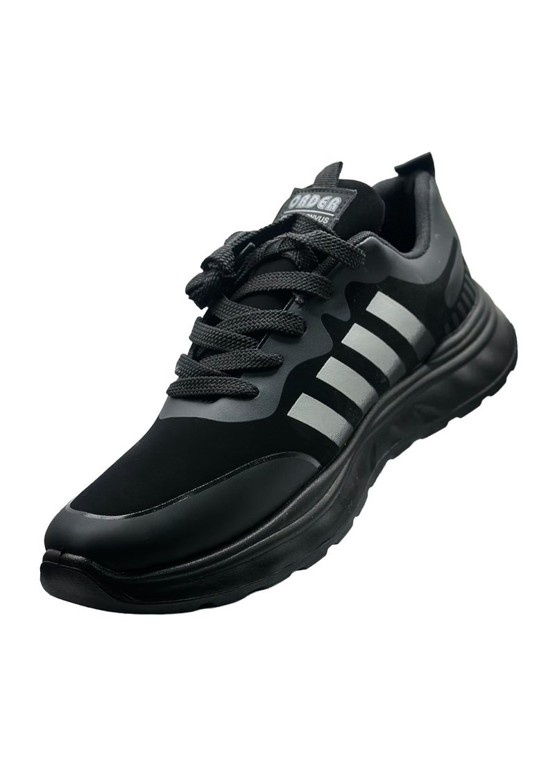 ORDER  Active Men's Running Shoes - Lightweight & Breathable Sports Sneakers - (0D-PU-2005) Black - Image 2