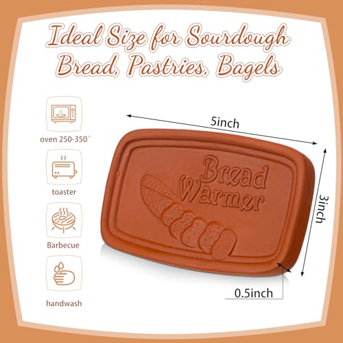 SiliFine 4 Pcs Bread Warmer Stone Bulk Rectangle Terracotta Warmer Stone Gift for Bakers Kitchen Serving Tortilla Warmering Food New Home Housewarming Gifts5 x 3 x 05 Inch - Image 3
