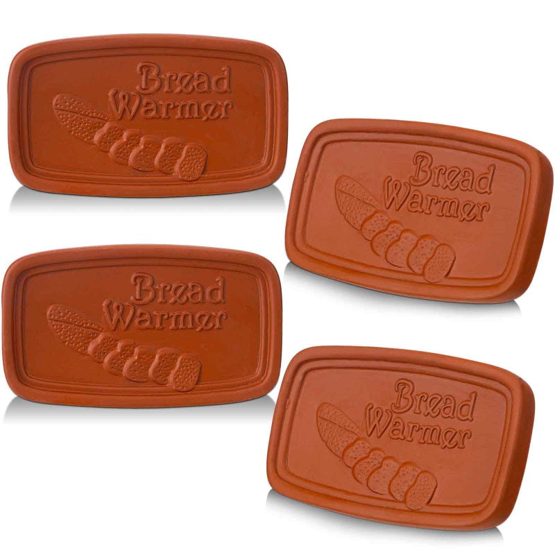SiliFine 4 Pcs Bread Warmer Stone Bulk Rectangle Terracotta Warmer Stone Gift for Bakers Kitchen Serving Tortilla Warmering Food New Home Housewarming Gifts5 x 3 x 05 Inch - Image 2