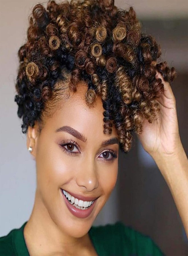 MIMAN 5 Packs 10 Inch Short Crochet Hair Braiding 8MM Curly Crochet Braids Synthetic Hair Extension for Women DIY Mohawk Afro Braided Hairstyle (Black to Blonde #1B/27) - Image 1