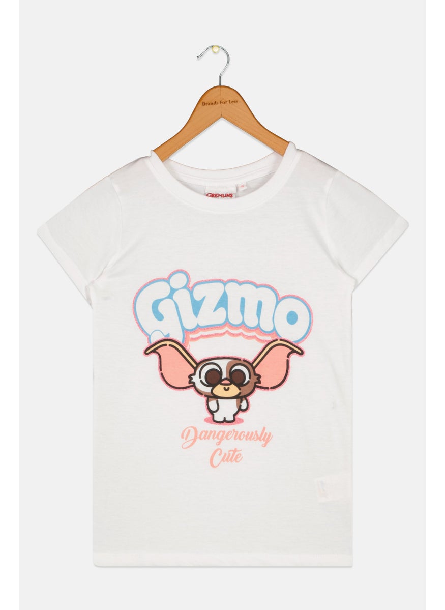 Gremlins Toddlers Girl Gizmo Graphic Print T-Shirt, White Combo  - Image 1