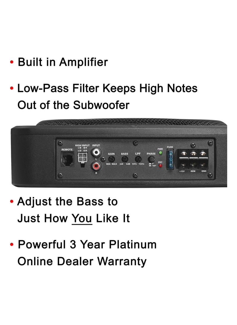 Audio Systems BAB10 Amplified Car Subwoofer - 1200 Watts Max Power, Low Profile, 10 Inch Subwoofer, Remote Subwoofer Control, Great for Vehicles That Need Bass But Have Limited Space