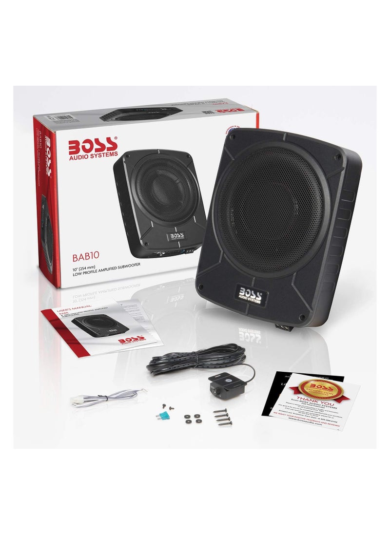 Audio Systems BAB10 Amplified Car Subwoofer - 1200 Watts Max Power, Low Profile, 10 Inch Subwoofer, Remote Subwoofer Control, Great for Vehicles That Need Bass But Have Limited Space