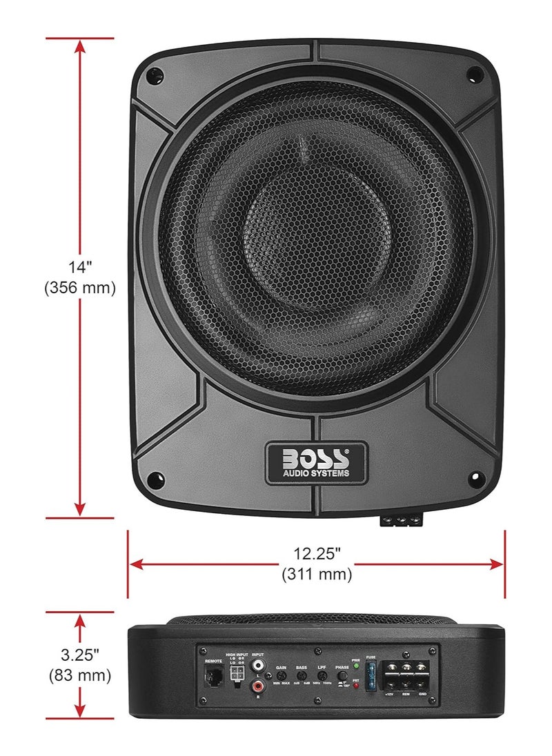 Audio Systems BAB10 Amplified Car Subwoofer - 1200 Watts Max Power, Low Profile, 10 Inch Subwoofer, Remote Subwoofer Control, Great for Vehicles That Need Bass But Have Limited Space