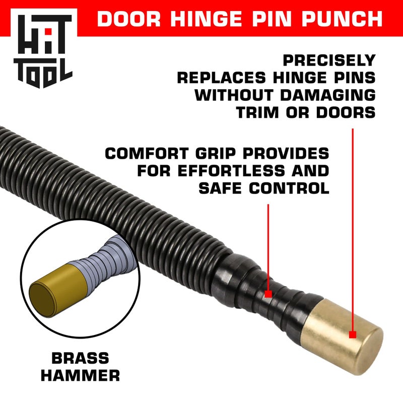 Hit Tools Hammerless Spring Tool Brass Pin Punch Set: 1/16” x 1 3/8” Tip, 3/32” x 1 3/8” Tip, 1/8” x 1 3/8” Tip & 5/32” x 1 3/8” Tip Punch - Image 5