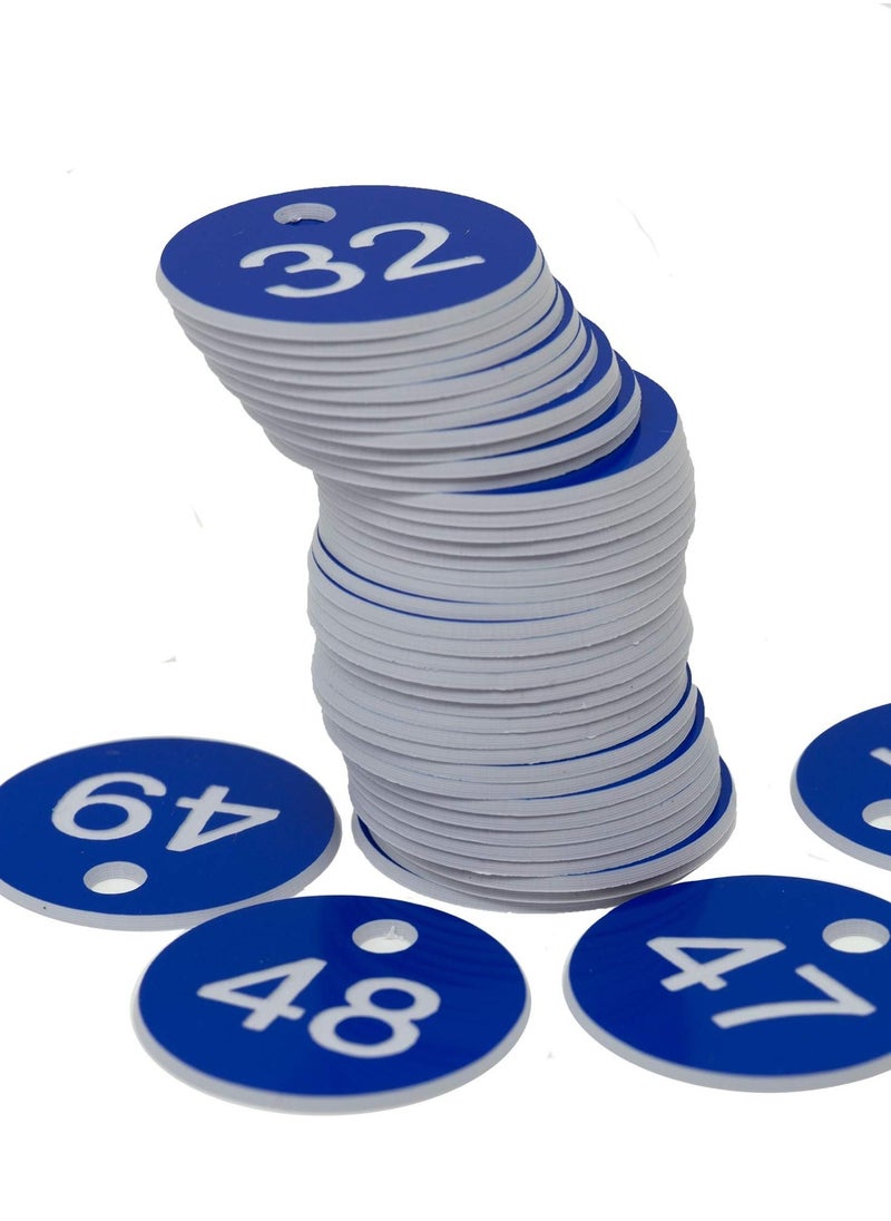 Generic - Plastic ID Number Tags, Engraved Tags Key Tags Without Key Rings for Locker Dorm Hotel Bar Restaurant Club Restaurant Table Numbers (1-50, Blue) - Image 1