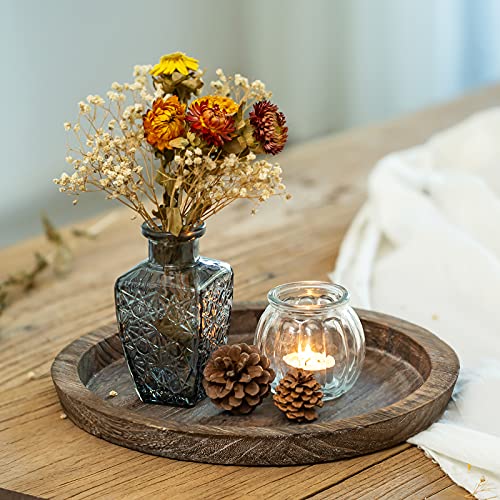 Romadedi Rustic Wooden Tray Candle Holder - Small Wood Decorative Plate Pillar Candle Tray for Farmhouse Kitchen Countertop Bathroom Coffee Table Organizer Home Decor Wedding Centerpiece, 11inch - Image 2