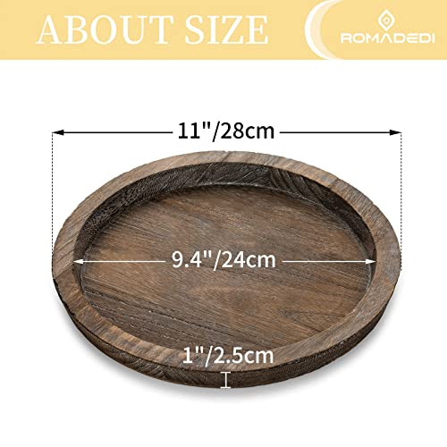 Romadedi Rustic Wooden Tray Candle Holder - Small Wood Decorative Plate Pillar Candle Tray for Farmhouse Kitchen Countertop Bathroom Coffee Table Organizer Home Decor Wedding Centerpiece, 11inch - Image 4