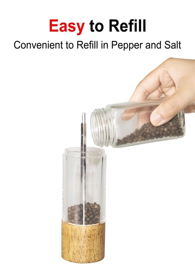 TooWoom Pepper Grinder Salt Grinder Wooden Pepper Mill Grinder w/Adjustable Coarse, 6 inch Wood Refillable Manual Pepper Grinder Mill Peppermill for Black Peppercorn, Easy Clean - Image 4
