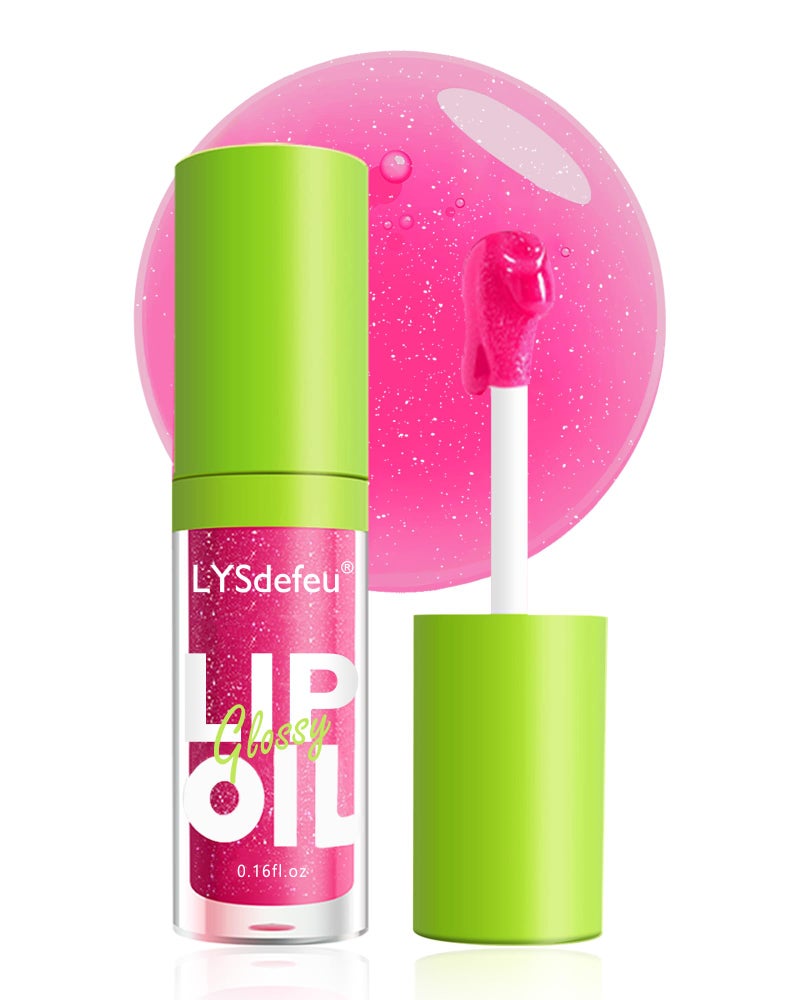 LYSdefeu Lip Oil Lip Glaze-1Pcs Big Brush Head Hydrating Pink Lip Glow Oil,Shiny Transparent Lip Gloss Plumping,Long Lasting Non-sticky Clear Glow Reviver Lip Care Oil,Christmas Lip Makeup Gift-03# - Image 1