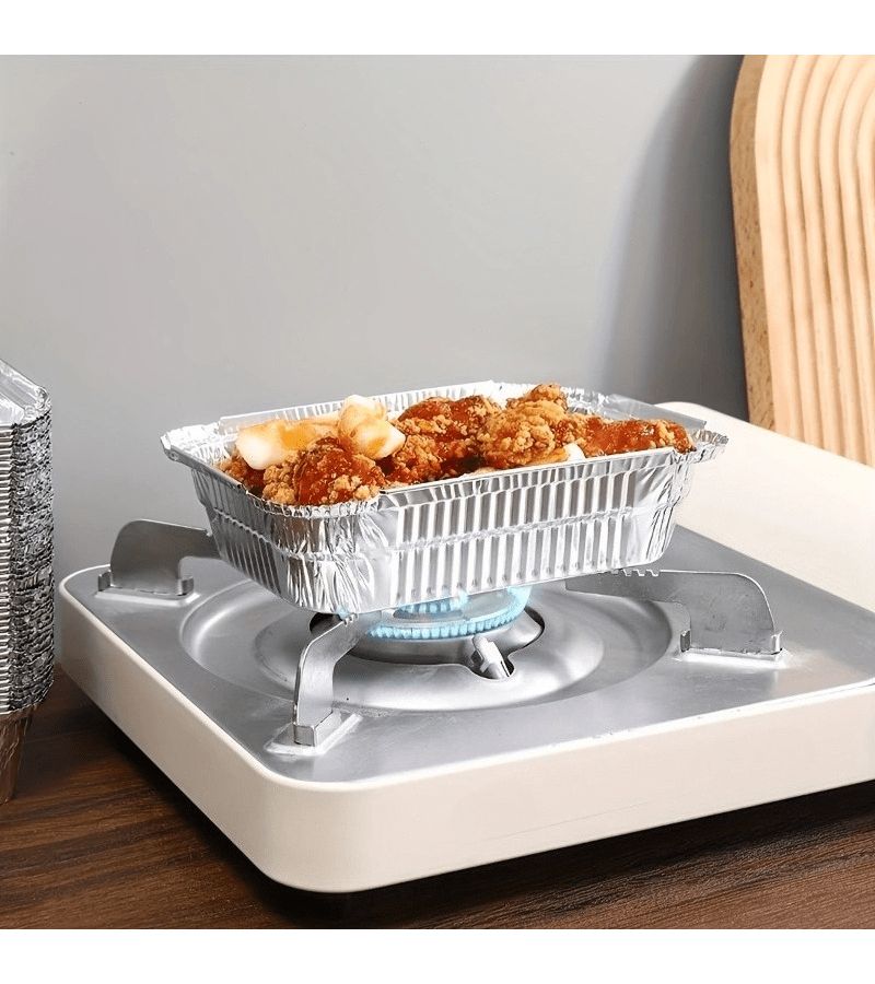 20pcs Disposable Aluminum Foil Trays Square Oven Air Fryer Safe For Grilling Picnic Camping Baking - Image 5