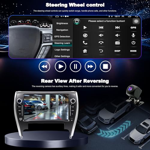 Aitrenlu 64G Upgrade Car Radio for Toyota Camry 2015 2016 2017, Android 13 Car Stereo, 10 Inch Touch Screen Wireless CarPlay & Android Auto, Bluetooth 5GWiFi GPS Navigation FM Backup Camera Fit J.B.L Version - Image 2