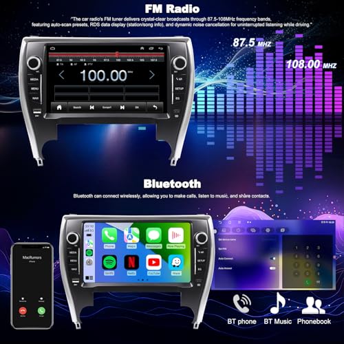 Aitrenlu 64G Upgrade Car Radio for Toyota Camry 2015 2016 2017, Android 13 Car Stereo, 10 Inch Touch Screen Wireless CarPlay & Android Auto, Bluetooth 5GWiFi GPS Navigation FM Backup Camera Fit J.B.L Version - Image 4