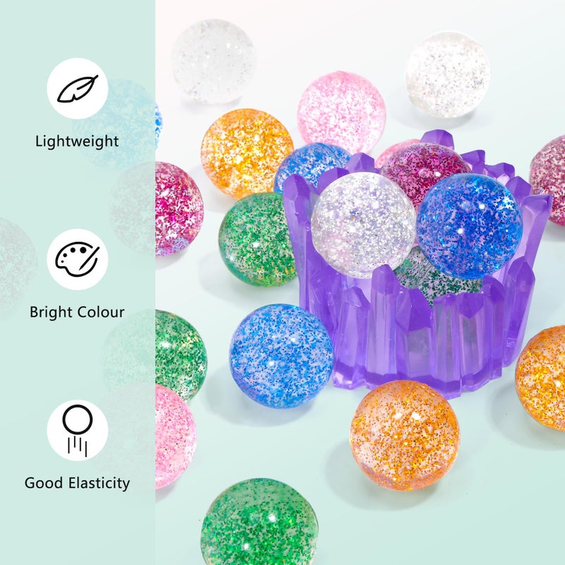 Pllieay 24pcs Glitter Bouncy Balls, 32mm 6 Colors Bouncy Balls for Kids Party Favors & Goodie Bag Fillers, Easter Bag Filling, Easter Basket Stuffers, Pinata Stuffers, Classroom Prizes, Pet Toys - Image 5
