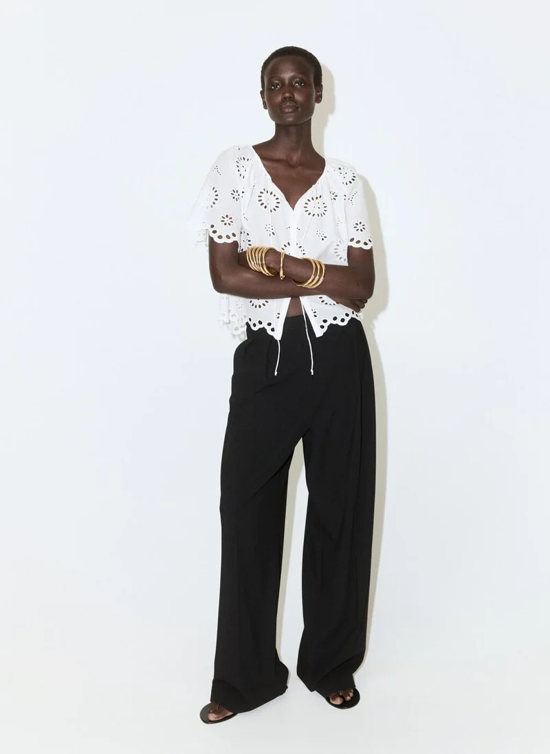 Mango  100% cotton blouse with openwork embroidery for Women | Best Price UAE