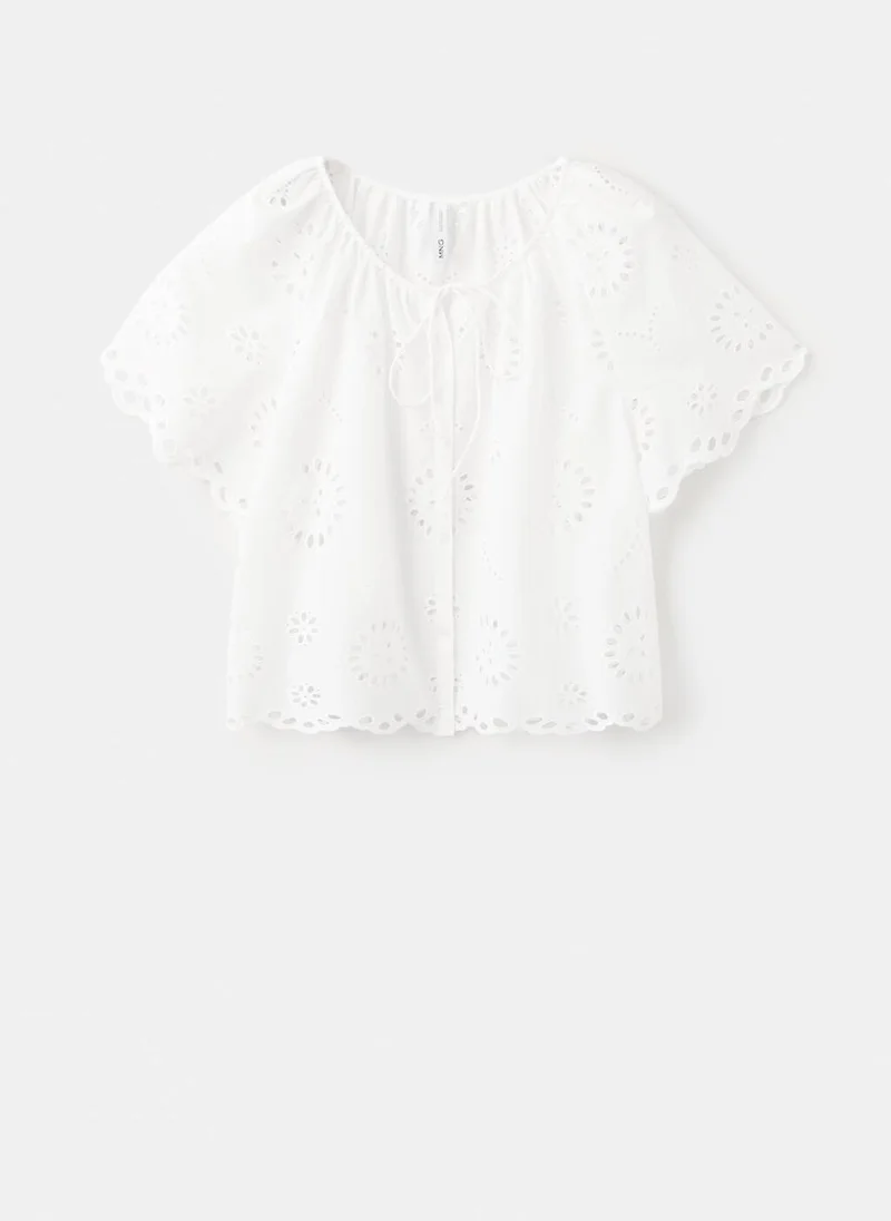 Mango  100% cotton blouse with openwork embroidery for Women | Best Price UAE