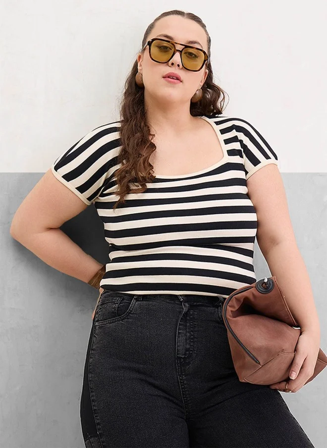 ساسافراس Striped Cotton Top for Women