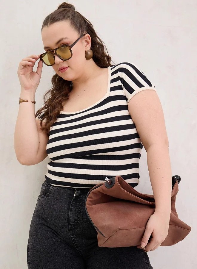 ساسافراس Striped Cotton Top for Women