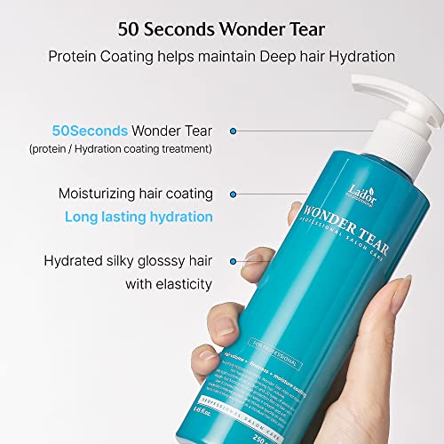 LADOR Wonder Tear - 50 Seconds Moisture Bonding Clinic Treatment - 250ml | Deep Conditioning Hair Treatment for Dry, Frizzy, Damaged Hair | Instant Softening Formula for Smooth, Shiny & Tangle-Free Hair - Image 5