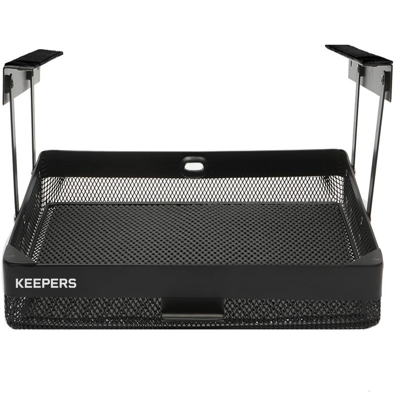 Everything Keeper Organizer for Home Kitchen Bathroom RV Small Spaces Storage Organizers Compact Metal Basket Under Cabinet Holder Easy Install Holds Strong 13 x 10 x 25 in Black