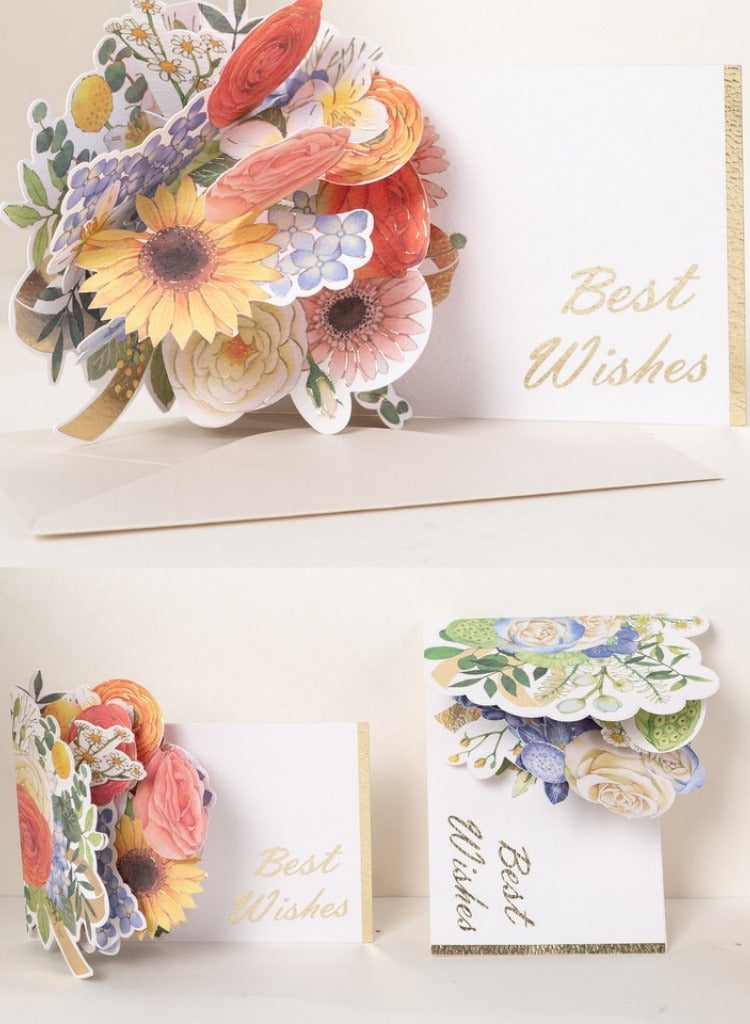 2 Pieces Greeting Card,3D Card, Pop Up Card, Romantic Theme Cards, Anniversary Cards for Wife Girlfriend Mother, Birthday Cards, Happy Holidays, Spring Card, Season's Greetings (Flower) - Image 3