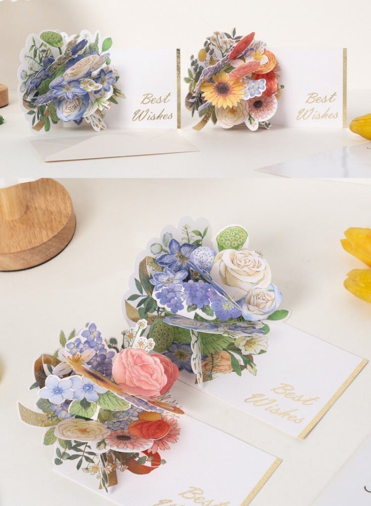 2 Pieces Greeting Card,3D Card, Pop Up Card, Romantic Theme Cards, Anniversary Cards for Wife Girlfriend Mother, Birthday Cards, Happy Holidays, Spring Card, Season's Greetings (Flower) - Image 1