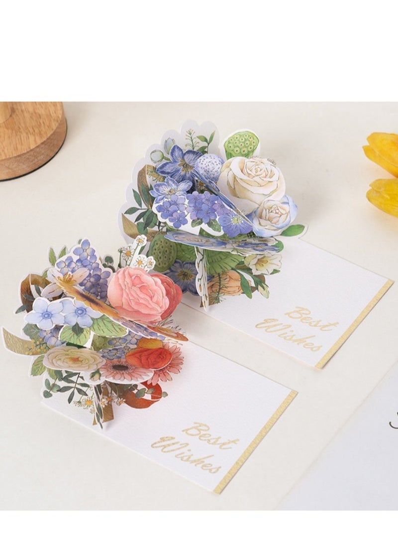 2 Pieces Greeting Card,3D Card, Pop Up Card, Romantic Theme Cards, Anniversary Cards for Wife Girlfriend Mother, Birthday Cards, Happy Holidays, Spring Card, Season's Greetings (Flower) - Image 2