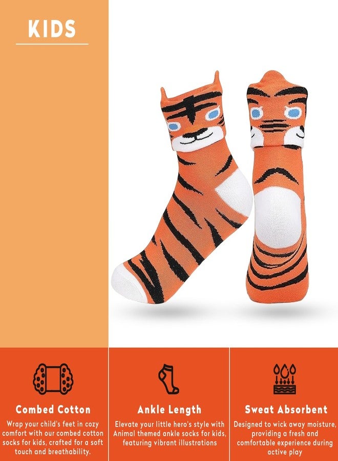 Supersox جوارب سوبر سوكس للأطفال بطول الكاحل - تصميم حيوانات لطيف - مجموعة مكونة من 3 قطع - الأحجام المتاحة: 5-6، 7-8، 9-10، 11-12 سنة، متعددة الألوان - Image 5