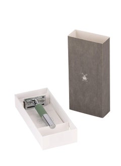 Muhle MÜHLE NEO safety razor|double edge safety razor for beginners and experienced shavers|sustainable eco-friendly and reusable|for men and women|chrome with sage green silicone grip handle  - Image 3