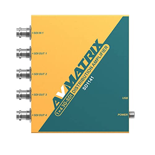 AVMATRIX SD1141 1x4 SDI Distribution Amplifier Splitter with Input Detection Reclocking and Cable Equalization Supports HDSDIHDSDISDI - Image 1